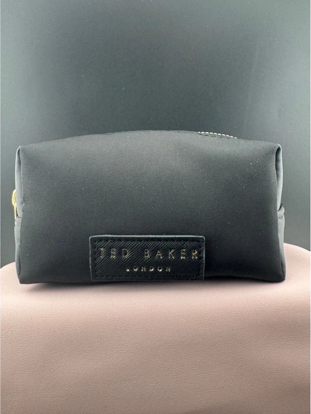Ted Baker London Black Nylon Cosmetic Pouch with Floral
